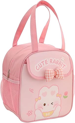 Vista 11 de Lonchera Kawaii con lazo, beige, unisex, bolsa reutilizable duradera, adecuada para llevar el almuerzo/cena a la oficina, picnic, viajes, parque