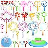 32 PCS Big Bubble Wands Set 18" Giant Bubble Maker with Tray Bulk  Large Bubble Wands Nice for Outdo