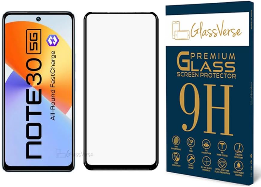 GlassVerse Anti-Shatter Tempered Glass For Infinix Note 30 5G Smartphone (Pack of 1) With Free Installation Kit Full Screen Coverage-6.78 Inch