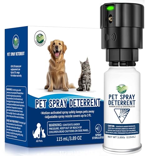 diloqio Motion Activated Pet Deterrent Spray System for Cats & Dogs Odorless Pet Deterrent, Senses Pets Up to 8 Feet Away, Friendly & Safe