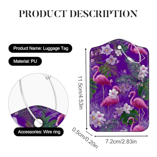 Image of Flamingo Luggage Tags 2 Pack, PU Leather Privacy Flap