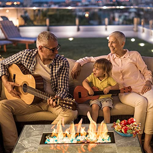 Outdoor Fire Table, Durab 32" 50,000 Btu Wicker Propane Gas Fire Pits Gas Fire Pit Table With Waterproof Rain Cover 2 In 1 Rectangle Dining Fire Table With Tile Tabletop For Outside Patio And Garden #TOP7