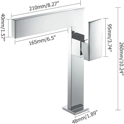Miniatura 8 de KunMai Grifo de lavabo de baño ultrafino cromado monomando cascada grifo mezclador de latón macizo 1 agujero lavabo grifo (cromado)