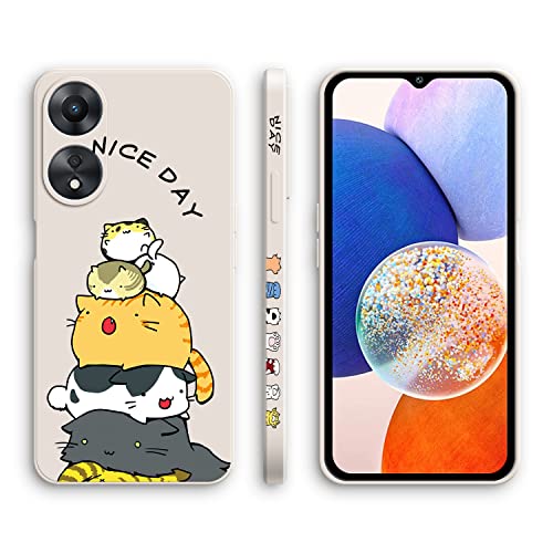 Cover per Oppo A78 5G Custodia Morbido Antiurto Ultrasottile con Motivo Carino Design a Bordo Dritto - Kitten silicone bianco