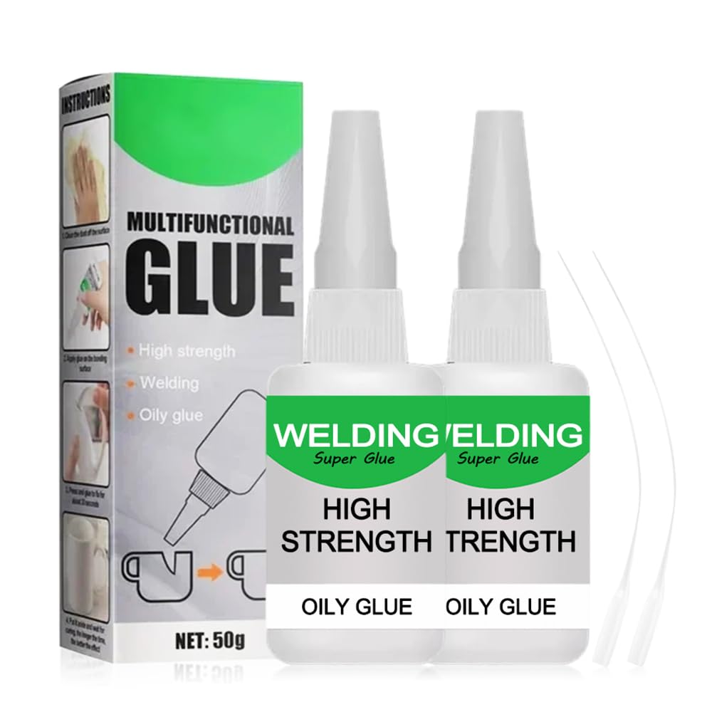 Welding High-Strength Oily Glue, 2024 New 50g Waterproof Strong Glue Universal Super Glue Gel, Universal All Purpose Super Glue Extra Strength for Metal Plastic Wood Ceramics Glass (2)