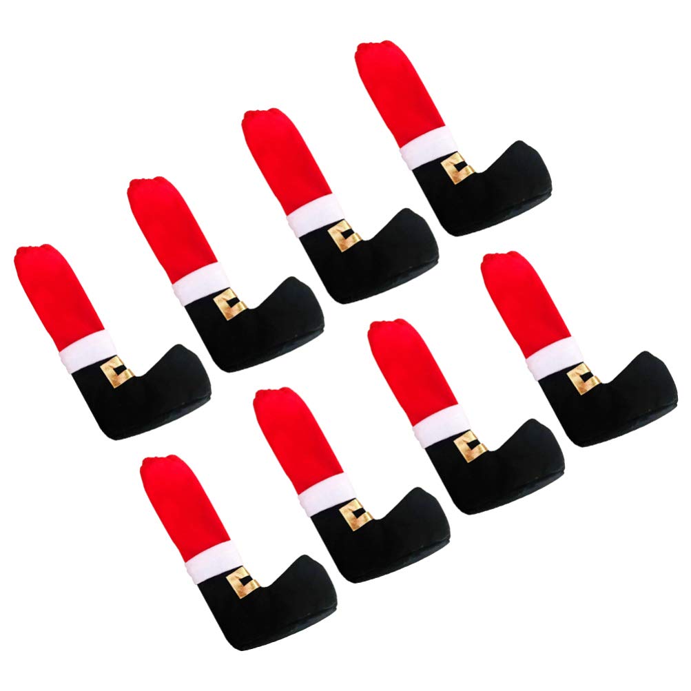 VORCOOL8PCS Christmas Chair Leg Covers Santa Claus Table Feet Legs Socks Chair Leg Floor Protectors Caps Furniture Table Feet Covers for Xmas Party Decor
