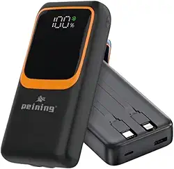 Power Bank 20000mAh, Carregador Portátil, Carregador Rápido de 22,5W, Bateria Externa, Visor LED, Carregador Turbo Para Celular, Compátivel Com Iphone e Android (Preto)