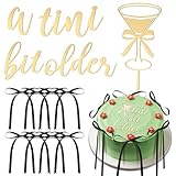 Chunful 17 Pcs a Tini Bit Older Cake Topper with Ribbons Bowknot Espresso Martini Cake Topper for a Tini Bit Older Birthday Espresso Martini Birthday Tiny Bar Bachelorette Bridal Shower Party Supplies