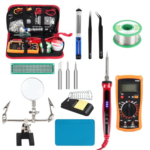 Larlarsa Soldering Iron Kit, 120W Soldering Tools with LCD Digital Display, 180°-500°C / 356°-932°F Adjustable Temperature, Auto Sleep, 907 Series Tips, for Electronics Repair, Jewelry, DIY Projects