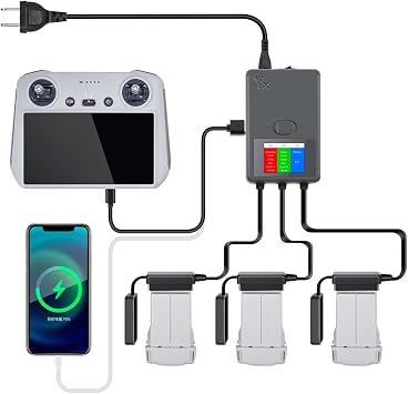 Mini 3 Pro USB Charging Hub, Rapid Multi Parallel Battery Charger Battery Charging Hub with 3 Ports Compatible with Mavic Mini 3 Pro