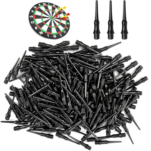 200 Stück Dartspitzen Kunststoff Soft Dart Spitzen Ersatzspitze Nylon Spitzen Nicht Leicht zu Brechen und Stabil Ersatzspitzen für Softdart Dartpfeile Schwarz Kunststoffspitze Kunststoffspitzen für