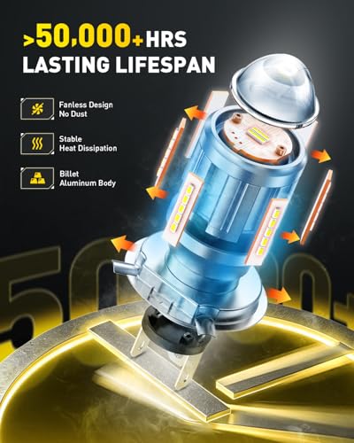 Image of AUXITO H4 Bulbs Motorcycle 6000LM 6500K Bright Wireless Light 1PC