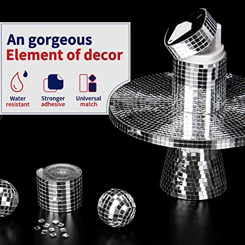 Art3Dwallpanels Self-Adhesive 1888 Pieces Glass Mirror Mosaic Tiles Small Square Mirror Tiles Sticker For Diy Craft Decoration, Disco Ball Mirror Tiles For Party (Silver) #TOP4