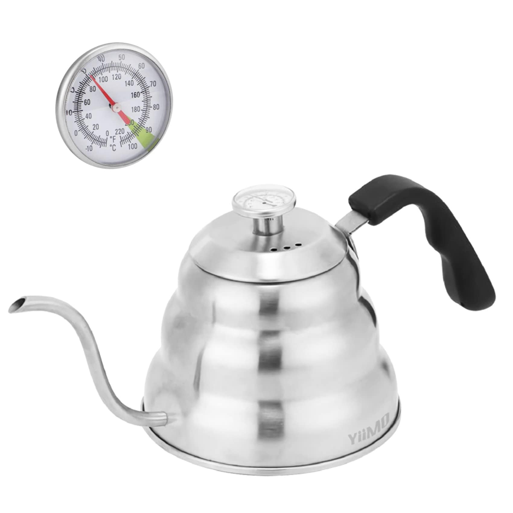 Hervidor de cuello de cisne, tetera para verter sobre café, tetera con control de temperatura, estufa de 1 litro, tetera de acero inoxidable de grado alimenticio para el hogar y la cocina