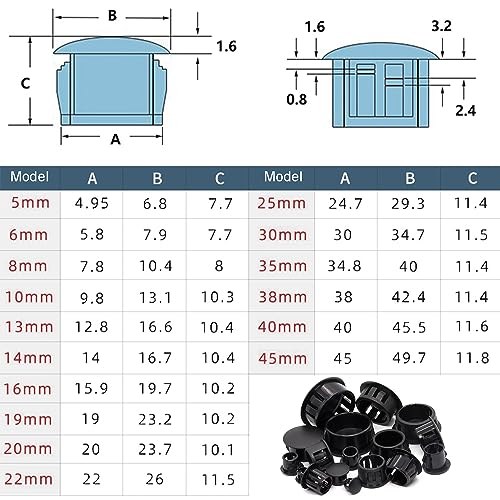 Image of Various Size - Nylon Plastic Hole Plug Round Drill Hole for Holes Cabinet Hole Plugs Black (19 mm - 20 pcs No Box