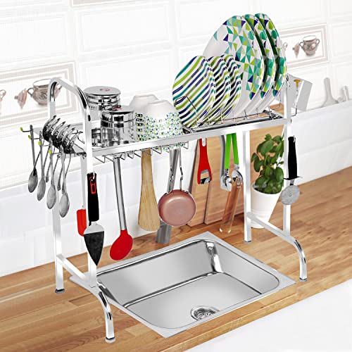 Image of Fortune Blu Stainless Steel Over The Sink Dish Drying Rack 24 Inch | 1-Tier Utensil Holder | Counter Top Sink Rack | Standing Shelf for Organize Kitchen (1 Shelf)