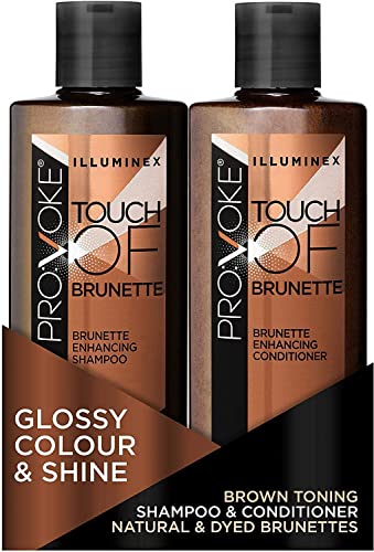 PROVOKE Illuminex Touch Of Brunette Enhancing Shampoo and Conditioner Duo Pack 200ml Adds Vibrancy & Covers First Greys For Brunette Hair
