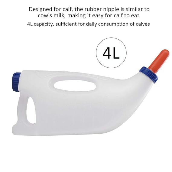 Self Feeding Bottle, 4l Calf Bottle Holder Cow Feeding Milk Bottle Cups Nursing Milk Feeder with Handle,Calf Milk Feeder Bottle with Nipple Sheep Lamb Bottle Holder