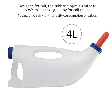 Self Feeding Bottle, 4l Calf Bottle Holder Cow Feeding Milk Bottle Cups Nursing Milk Feeder with Handle,Calf Milk Feeder Bottle with Nipple Sheep Lamb Bottle Holder