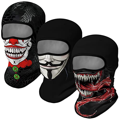Image of Red Plume 3PCS Balaclava Full Face Mask Ski Mask UV Protection Cover Motorcycle Full Face Mask for Men Women Outdoor Sports