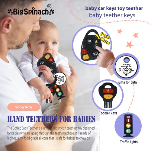 Bigspinach Baby Teething Keys Toys 6 To 12 Months,Gothic Car Teether Combo Set,Car Key Remote Toy Controller For Toddler(Gothic) (Gothic thumb #1