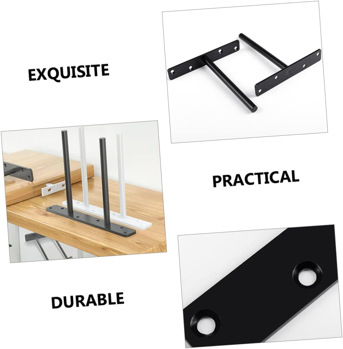 Gadpiparty 6pcs Heavy Duty Industrial Floating Shelf Bracket Wall Fixed Bracket for Shelves Solid Steel Bar