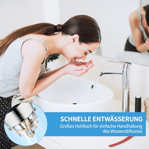 YUEYEQU 2 Stücke WaschbeckenstöPsel für 34-40mm Abfluss Ablauf, Abflussstopfen Waschbecken mit Haarsieb, Universal Pop Up Abflusssieb Dusche schnell ablaufend, Abflussstopfen füR Aufsatzwaschbecken
