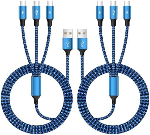 USB C Splitter Cables, Nylon Braided Multi Charging Cable, USB A to USB C Cable with 3 Type C Compatible with iPhone 16/15 Series, iPad Pro,‌ Galaxy S Series with Most Phones and More (2Pack 5FT)