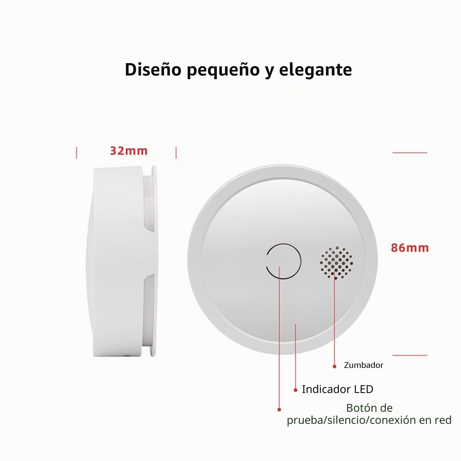 HEIMAN Alarma de Humo Inteligente WiFi inalámbrica, Detector de Humo fotoeléctrico con EN14604, Advertencia de batería Baja, con batería reemplazable/5 años de duración de la batería (5)