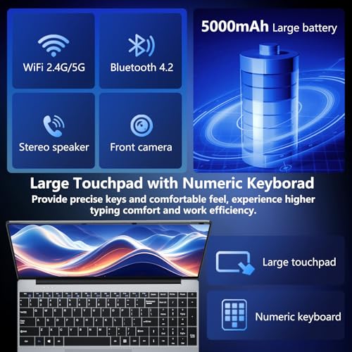 Image of 15.6 inch Laptop with Core M3-6Y30 Processor Laptop Computer 8GB RAM 256GB SSD, 180Open Lap Top, FHD 1920*1080, WiFi5, BT4.2, USB3.0, Mini HDMI, Win 11 Pro Laptop for Business Office Student