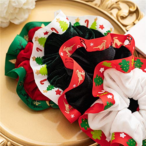 Moci 4 Piece Christmas Velvet Hair Scrunchies Tie Hair Rope Christmas Gift For Women And Gril #TOP1