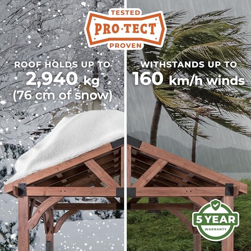 Backyard Discovery Arlington 12' x 10' Cedar Wood Outdoor Gazebo Pavilion with Hardtop Galvanized Steel Peak Roof, Snow Support, Wind Resistance, PowerPort, Shade for Garden, Patio, Deck, Entertaining - image 2