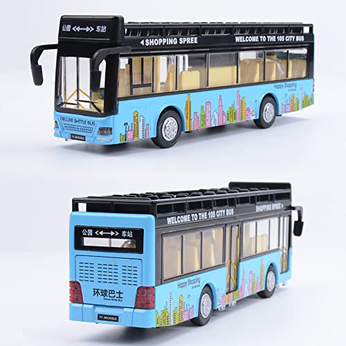 Image of Diecast Metal Long Double Decker Sight View Bus Light & Music Open Door Collection Model Long Bus Toys for Boy Kids