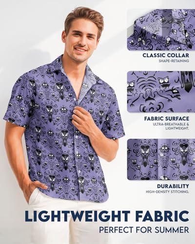 Image of 99TIMORO Fathers Funny Mens Hawaiian Shirt, Movie Button Down Short Sleeve Top, Father Day Summer Gifts