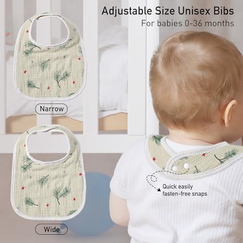 Image of Muslin Bibs for Baby Boy Girl, Adjustable Fit for Drooling and Teething | 8Pk, 100% Cotton Surface & Multi-Layer Absorbent Core, Shrink-resistant & Fade-Proof, Gentle on Sensitive Newborn skin