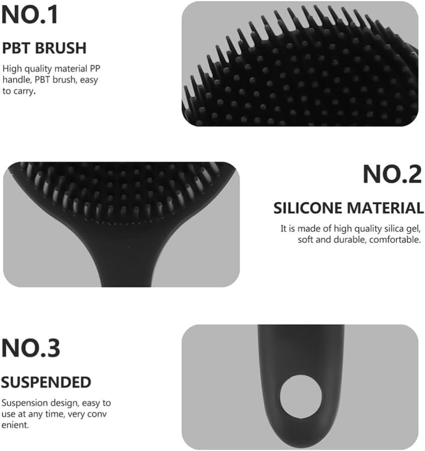 Wazdorf Soft Silicone Back Scrubber Shower Bath Brush with Long Handle | Flexible Bristles for Smooth Skin | Exfoliating Brush | Body Scrubber for Women, Men & Boys| for Body Wash & Bathing(Black) - Image 2 thumbnail