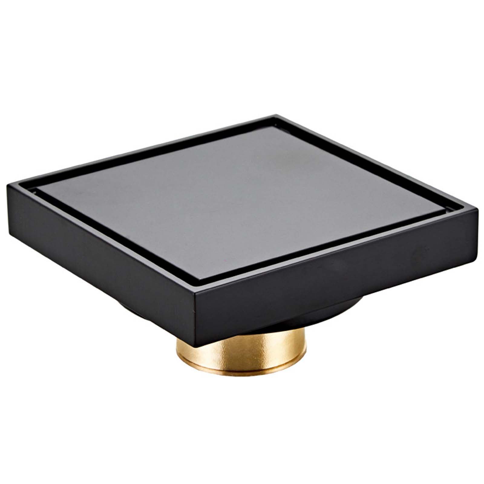 Odpływ podłogowy, mosiężny sitko odpływu podłogowego Czarny odpływ podłogowy 10cm*10cm Odpływ podłogowy prysznica Ukryty odpływ prysznicowy z rdzeniem odbijającym Odpowiednie do rur o średnicy ≥5cm