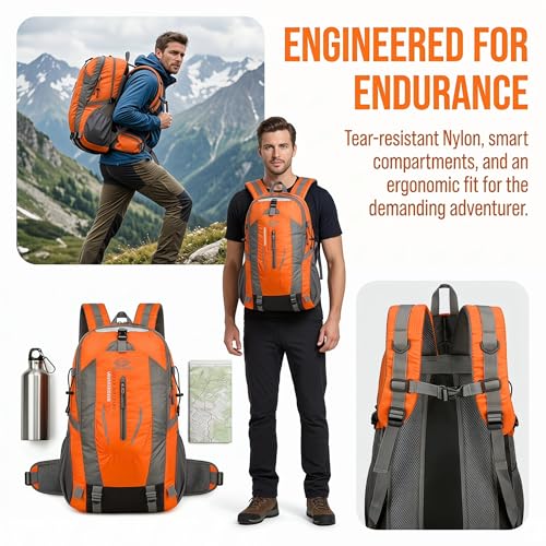Mochila impermeable deportiva plegable color naranja miniatura 4