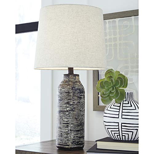 Signature Design By Ashley Mahima Eclectic Paper Table Lamp, 2 Count , 25.5", Black & White #TOP2