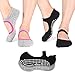 TaiDiKing Non Slip Socks Cotton Yoga Socks Pilates Ballet Socks Dance for Women Men 2 Pack(Black & Grey)