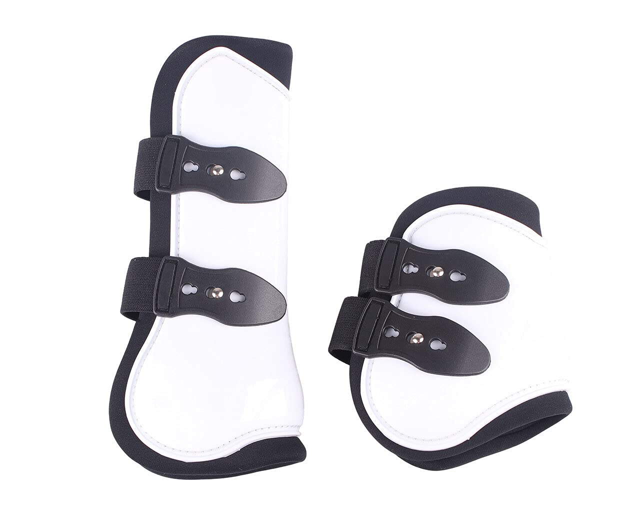 QHP Gamaschen-Set vorne und hinten 4er Set Polyurethan mit Neoprenfutter (Pony, weiß)