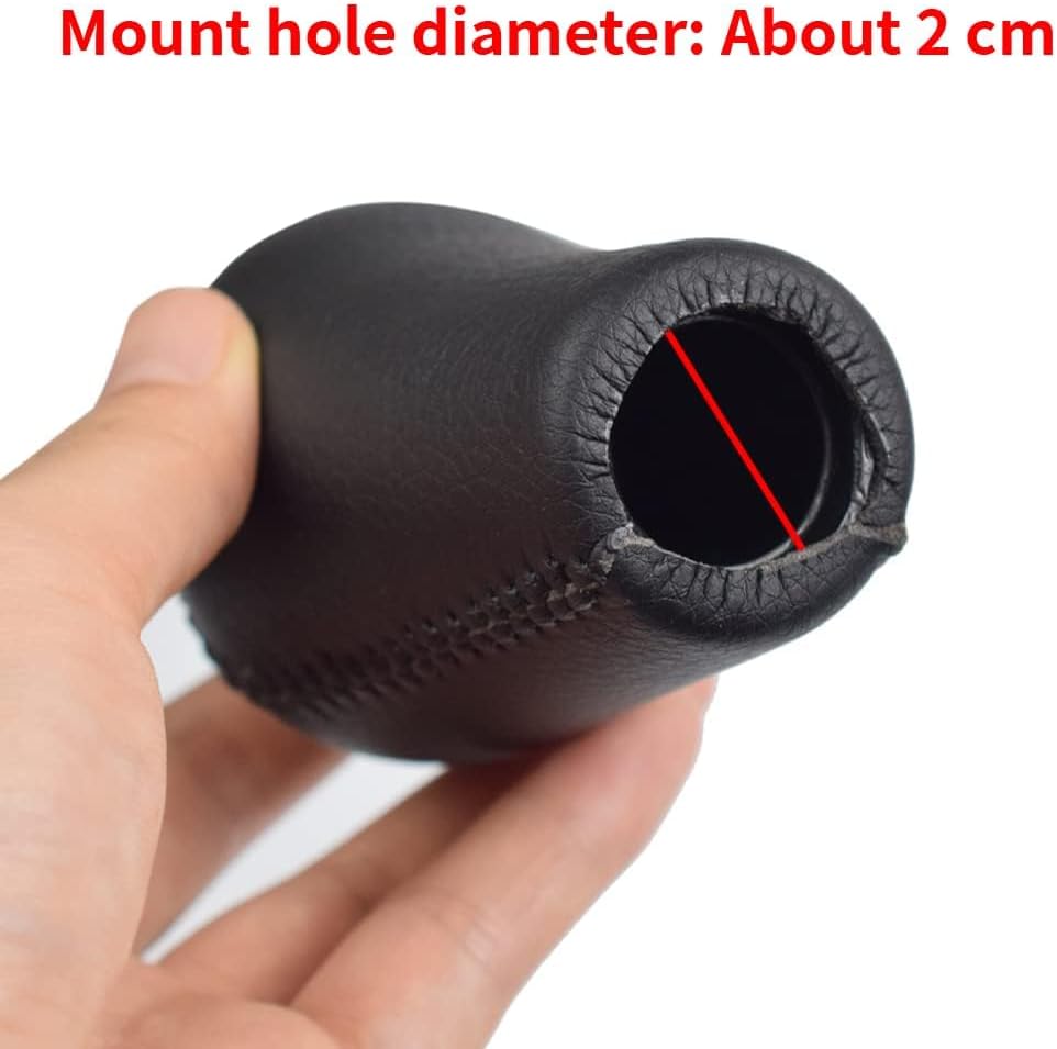 AJHLJ® Anti Slip Manual Gear Shift Knob, Premium PU Leather Shifter Head Replacement for Toyota Hilux Surf MK6 MK7 SR5 Vigo Revo Pickup & Fortuner, Wear-Resistant Interior Upgrade Accessory (5 Speed)