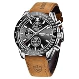 NIBOSI Orologi da uomo analogico al quarzo cronografo impermeabile data luminosa oro rosa argento orologio da polso uomo moda casual orologi per uomini classico elegante regalo in pelle acciaio nero