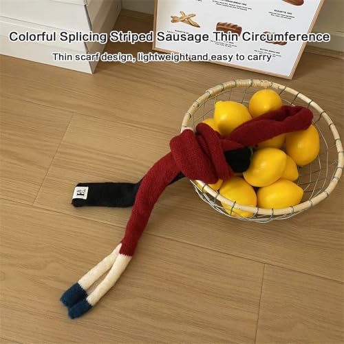 Handmade Crochet Scarf for Female Girl 2000s Long Striped Scarf Spring Autumn Knitted Skinny Scarf Neck Scarves3