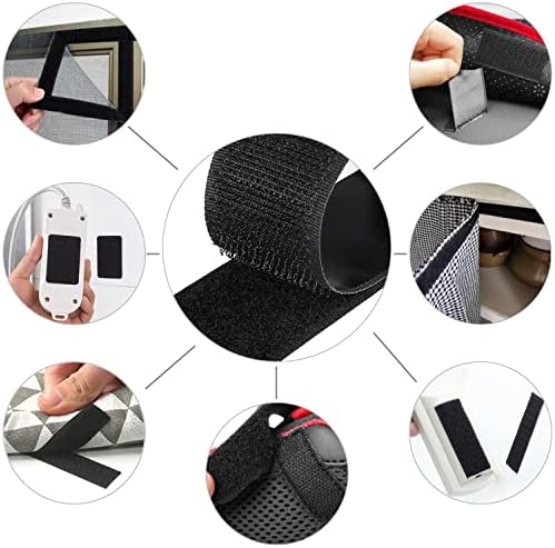 TRIXES Hook and Loop Tape 10M Roll  Self Adhesive Strip  Strong Double Sided Sticky Back Fastening Tape  Black Heavy Duty Strips for Reusable Indoor and Outdoor Use for Hanging & Sticking Objects