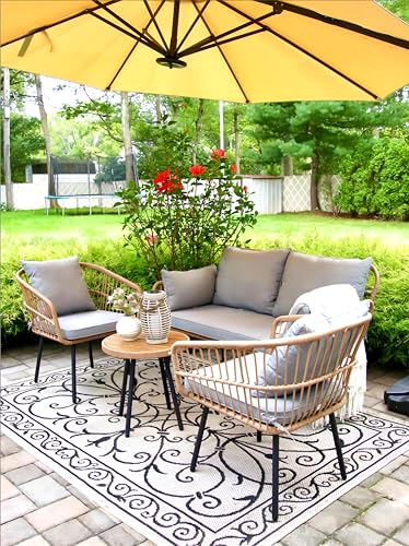 image for YITAHOME 4 Pieces Patio Furniture Set, Wicker Balcony Bistro Set, Outd