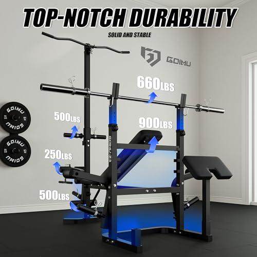Goimu Z3 900LBS Olympic Weight Bench Set with Leg Extension, 9 in 1 Workout Press with Preacher Curl Pad and LAT Pulldown, Multi-Function Strength Training Bench for Home Gym - Image 5