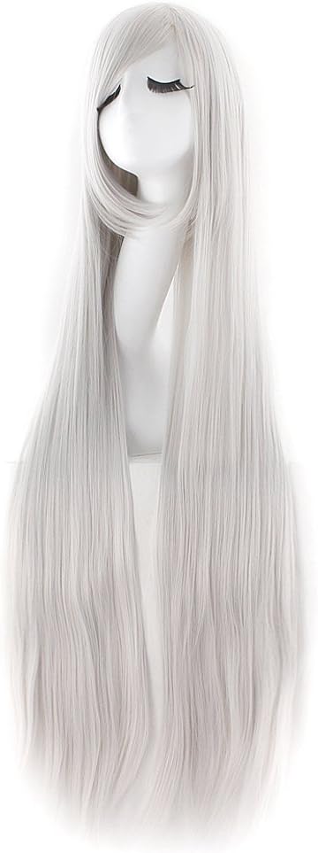 MapofBeauty 40" 100cm Anime Costume Long Straight Cosplay Wig Party Wig (Silver Grey)