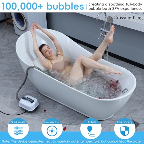 Bath Spa Massage Mat: Portable Bubble Bath Machine for Tub - Body Bubble Bath Machine with Anti-Slip Mat, Electric Air Pump, Inflatable Pillow and Remote, Home Large Size