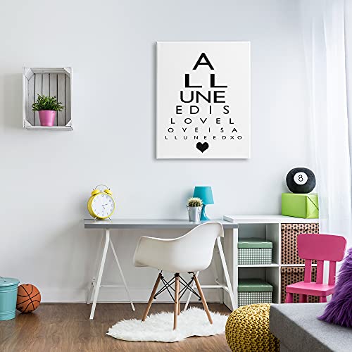 Image of Stupell Industries 'All You Need is Love Seeing Eye Chart'| Canvas Art | Stupell Industries | 30 x 40 Inches, Easy to Hang and Sturdy, Made in USA, by Ashley Calhoun